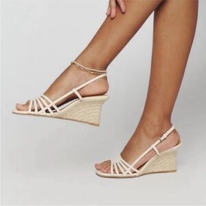 Reformation Strappy Ava Espadrille Wedge Sandals - Cream